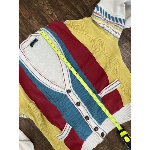 VINTAGE RAFFI LINEA UOMO EMBROIDERED COLORFUL GRANDPA CARDIGAN POCKET SWEATER XL - Picture 15 of 15